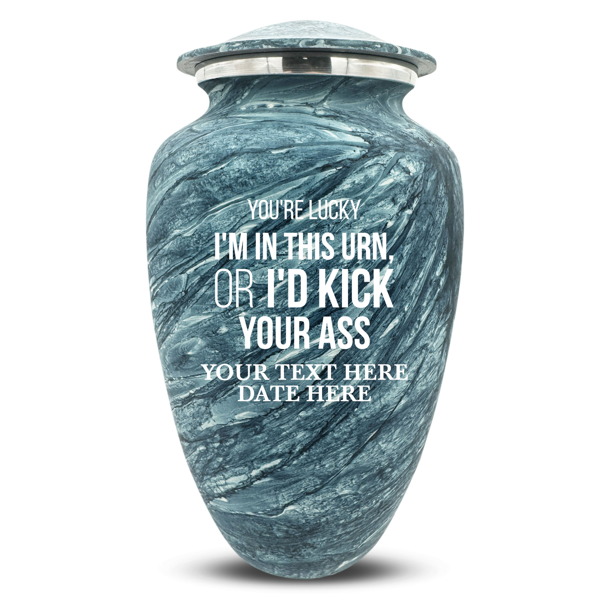 Custom Human Urns - Soft Whisper Collection - Just Funny Design - Distressed Finish - 200 Cubic Inch