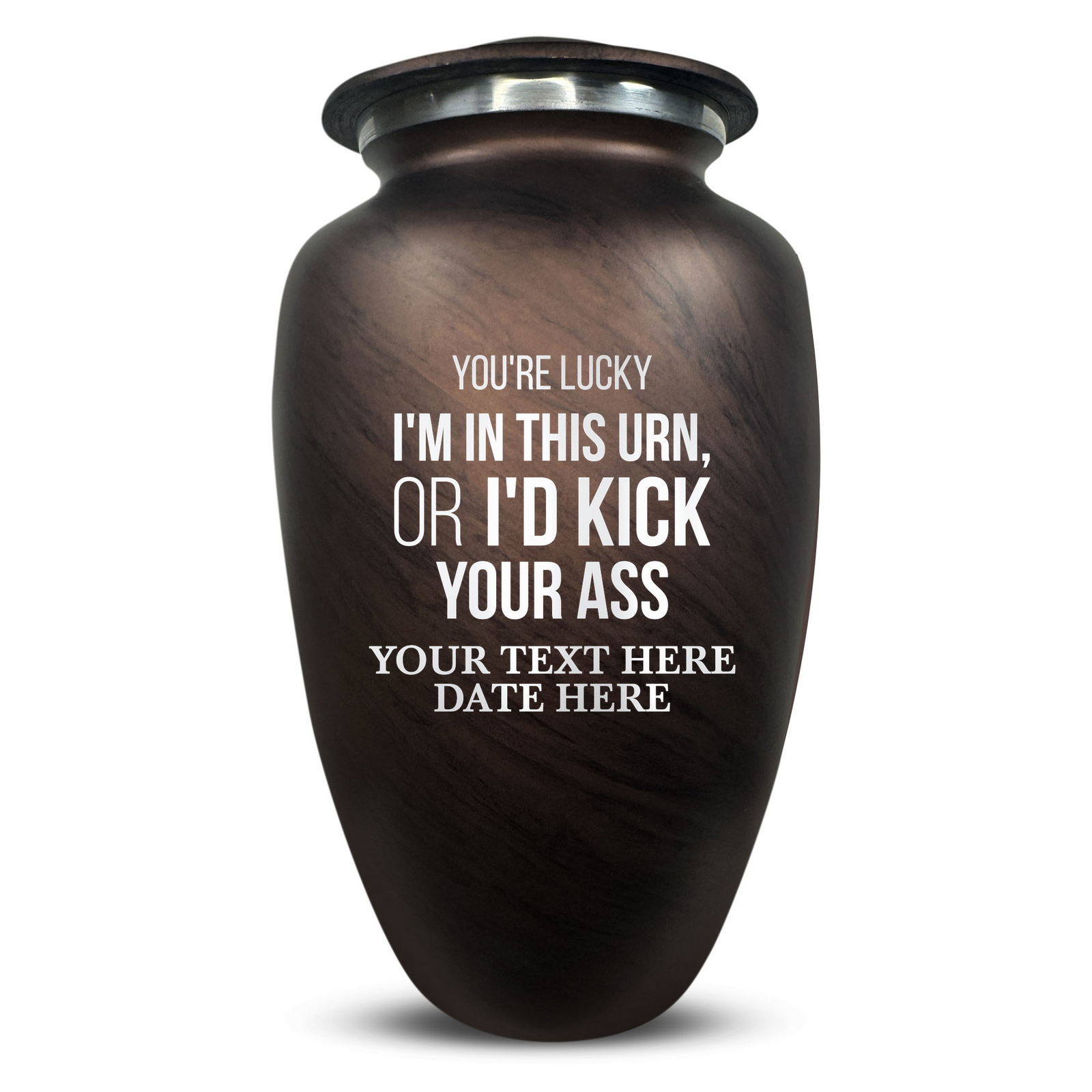 Custom Human Urns - Soft Whisper Collection - Just Funny Design - Distressed Finish - 200 Cubic Inch