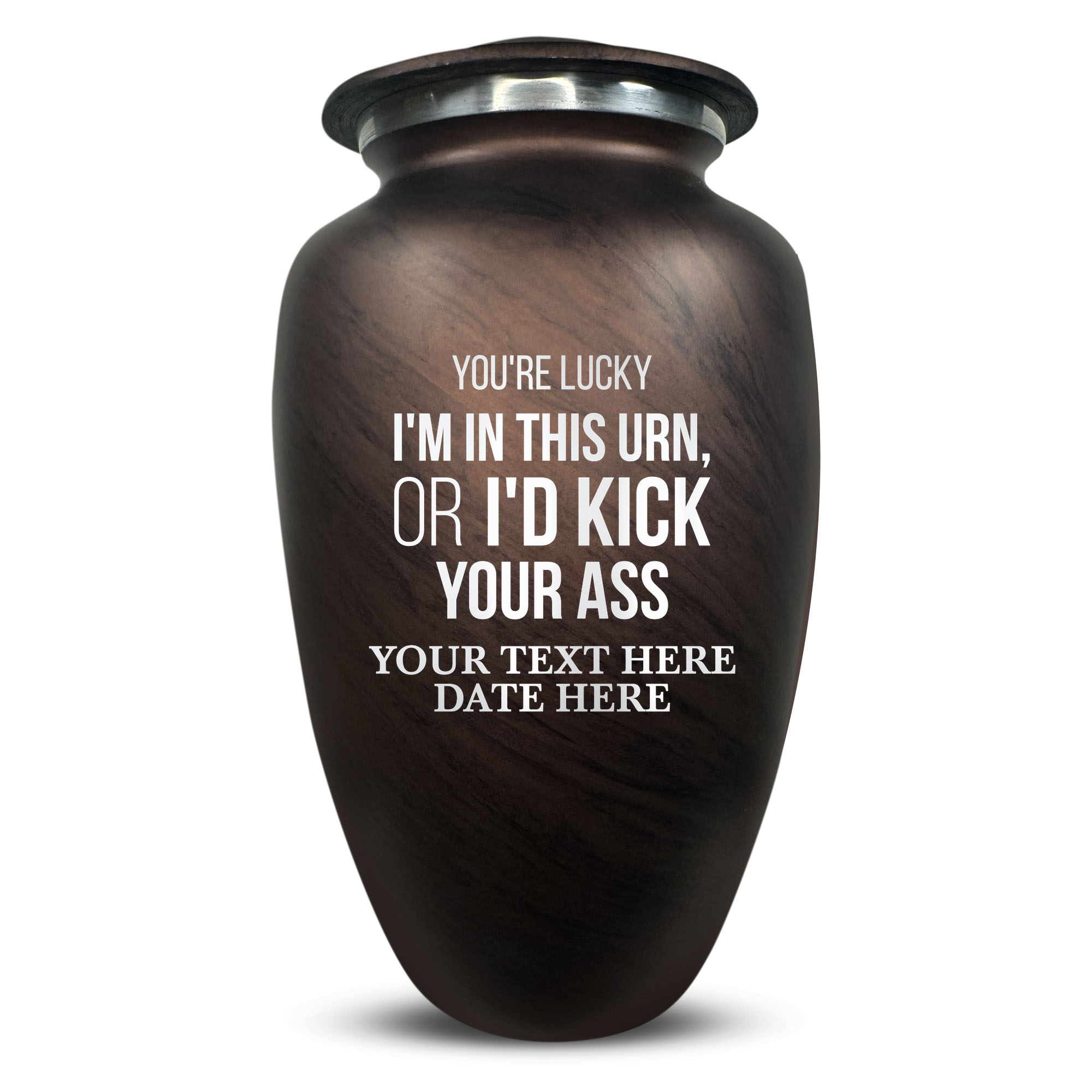 Custom Human Urns - Soft Whisper Collection - Just Funny Design - Distressed Finish - 200 Cubic Inch