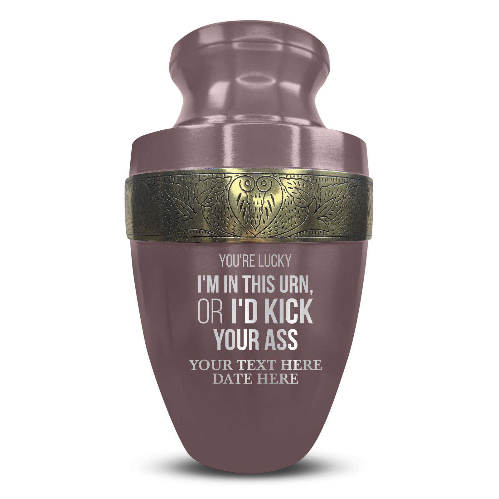 Personalized Adult Human Cremation Urn with Custom Name Date on Gold Rim Container for Ashes and Men or Women Cremains | Elite Just Funny Urn Series | 200 Lbs | You're Lucky 2