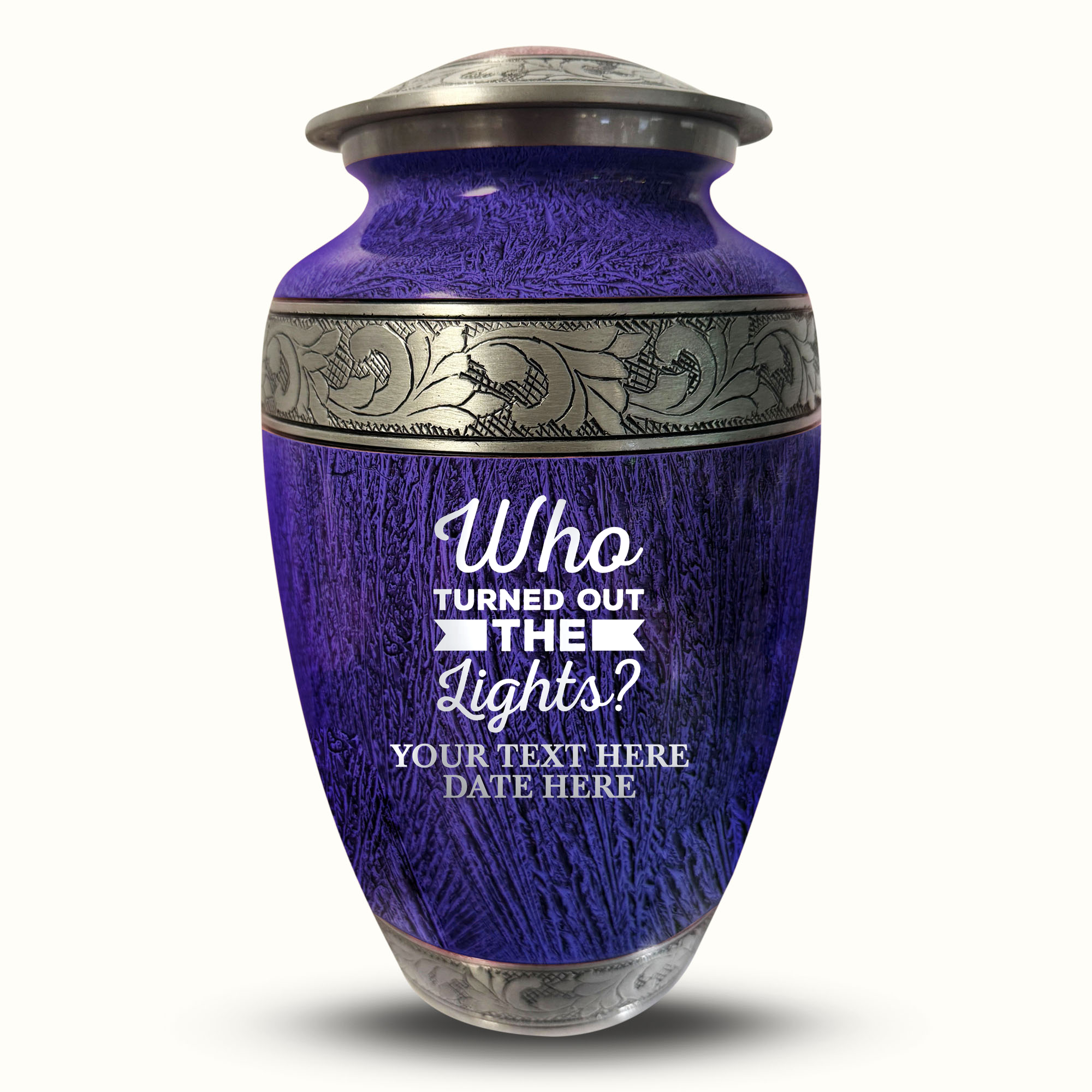 Custom Large Cremation Urn for Human Ashes - Elevate Collection - Just Funny Design - Distressed Finish - 200 Cubic Inch
