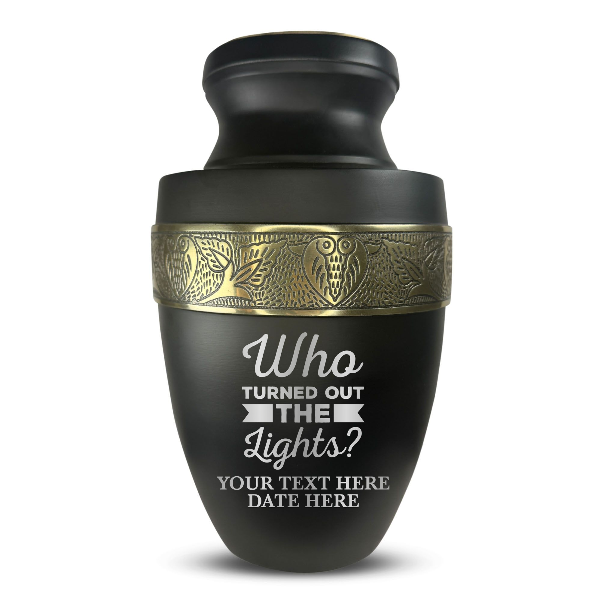 Elite Human Cremation Urn - 200 Cubic Inch - Aluminum with Gold Inlay | Just Funny Memorial