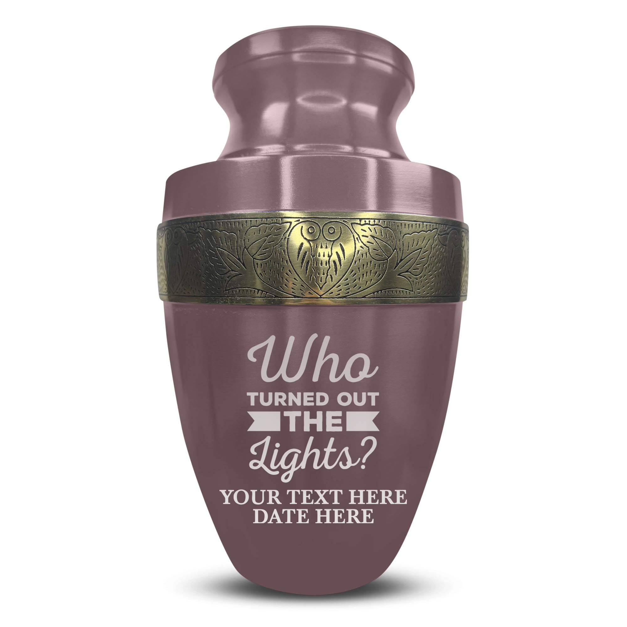 Elite Human Cremation Urn - 200 Cubic Inch - Aluminum with Gold Inlay | Just Funny Memorial