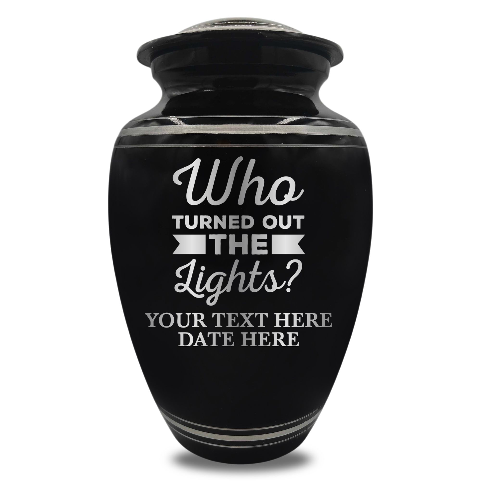 Polished Aluminum with Silver Rim Human Cremation Urn - 200 Cubic Inch | Just Funny Memorial