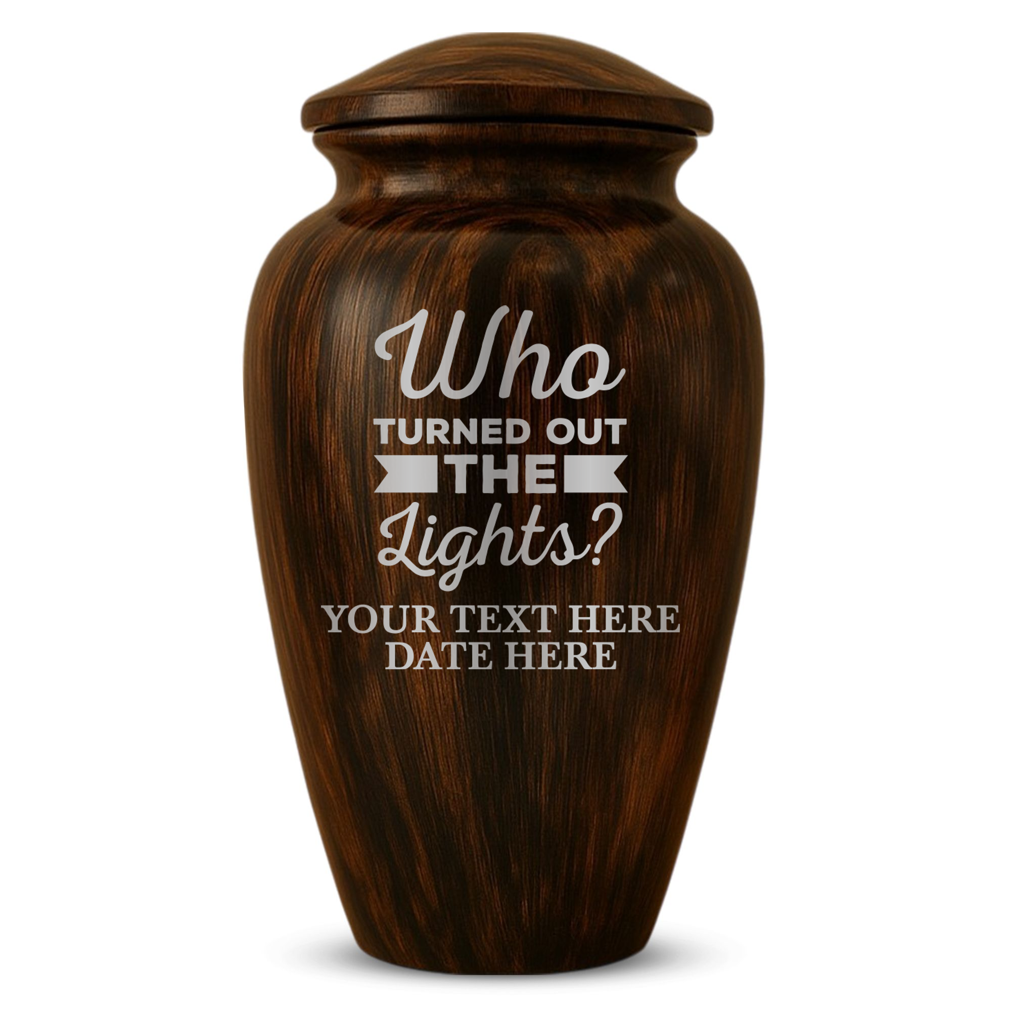 Human Cremation Urn - 200 Cubic Inch - Ingrained Wood Style Finish | Just Funny Memorial