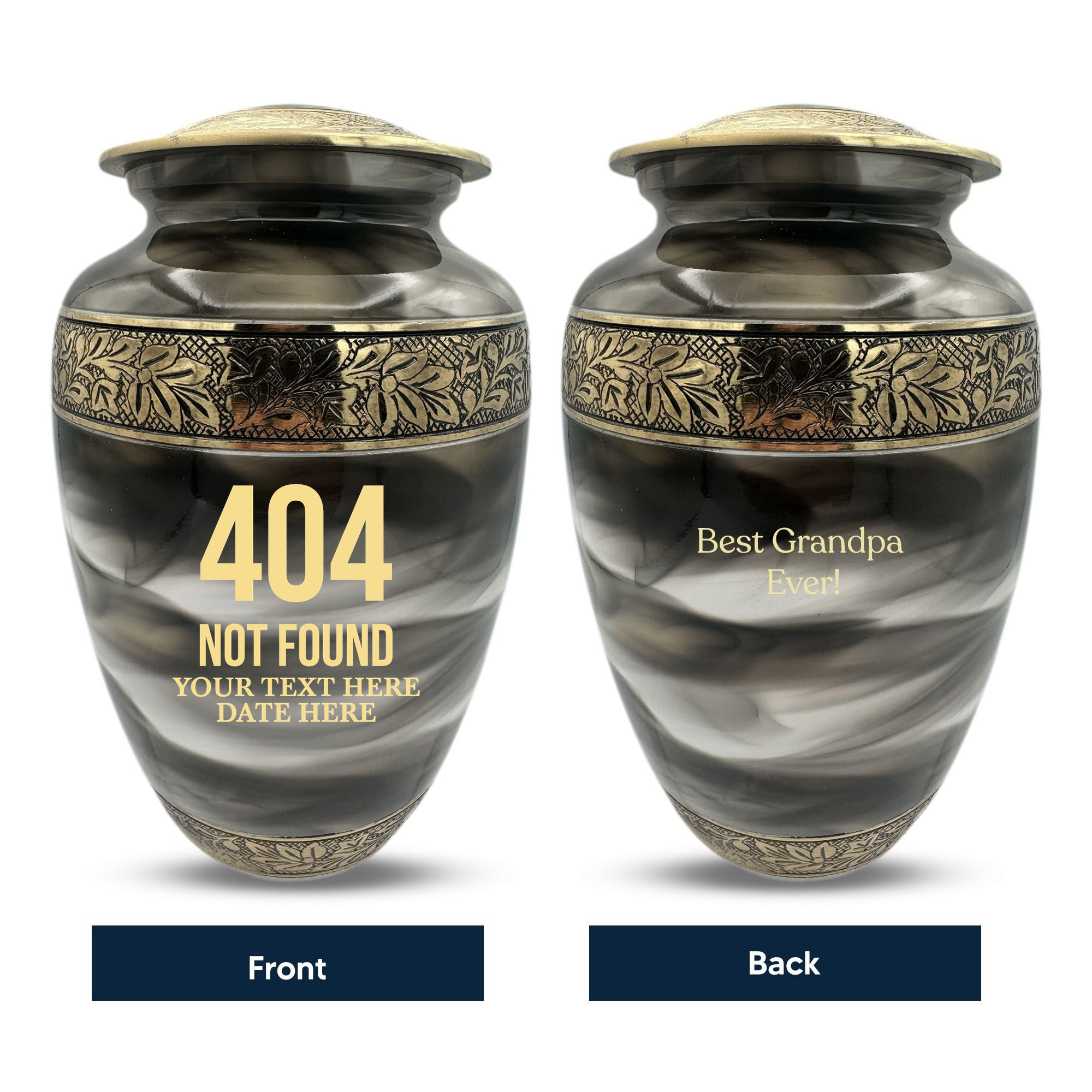 Custom Aluminum Cremation Urn for Human Ashes - Suzesta Pearl White Memorial Urn - Funny Tech Design - 200 Cubic Inch