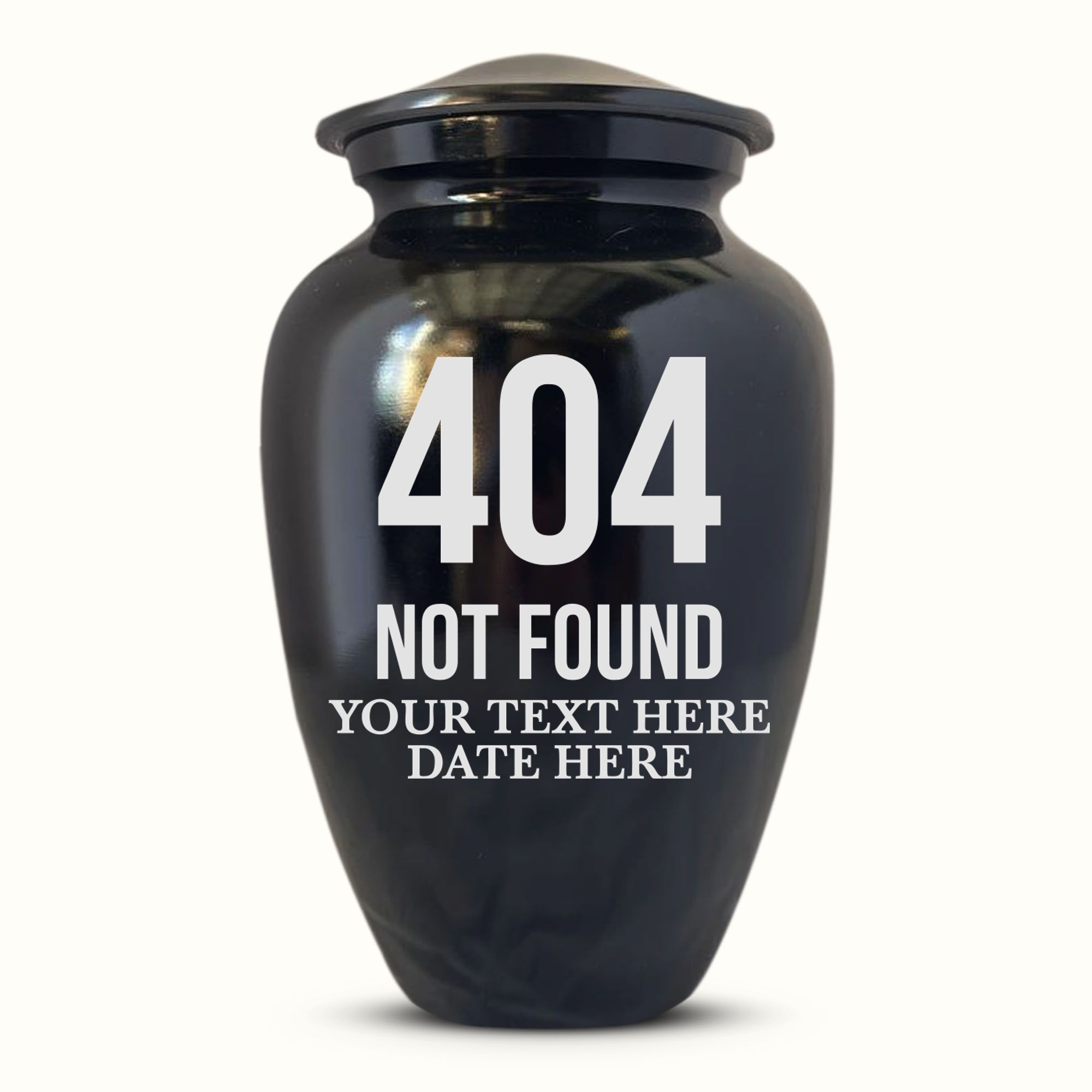 Polished Black Aluminum Human Cremation Urn - 200 Cubic Inch | Tech Humor