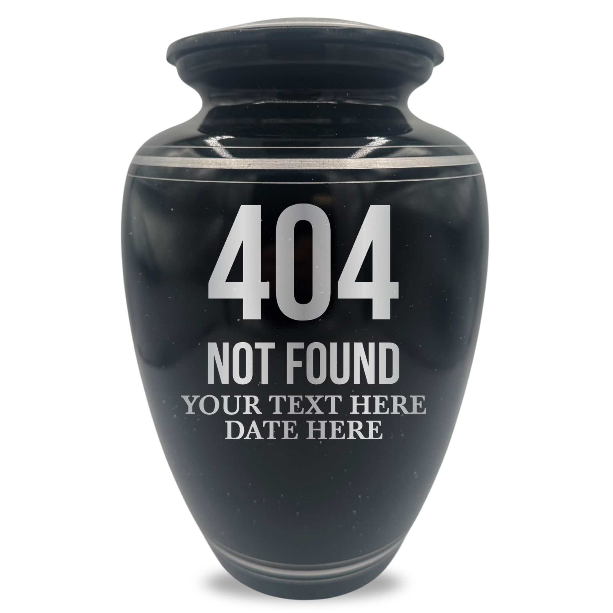 Extra Large Human Cremation Urn - 350 Cubic Inch - Black Spotted Finish with Silver Rim | Tech Humor
