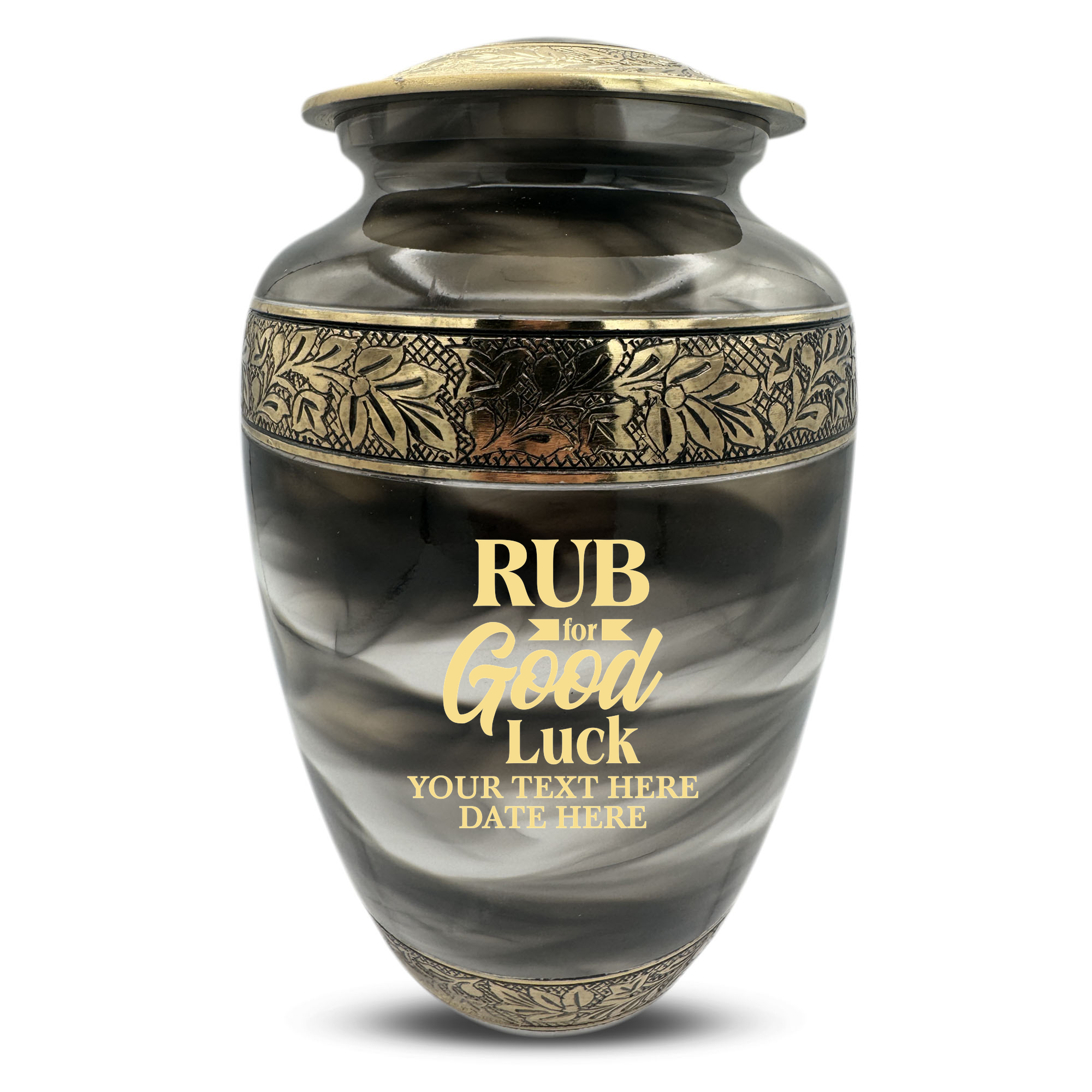 Custom Aluminum Cremation Urn for Human Ashes - Suzesta Pearl White Memorial Urn - Just Funny Urn Design - 200 Cubic Inch