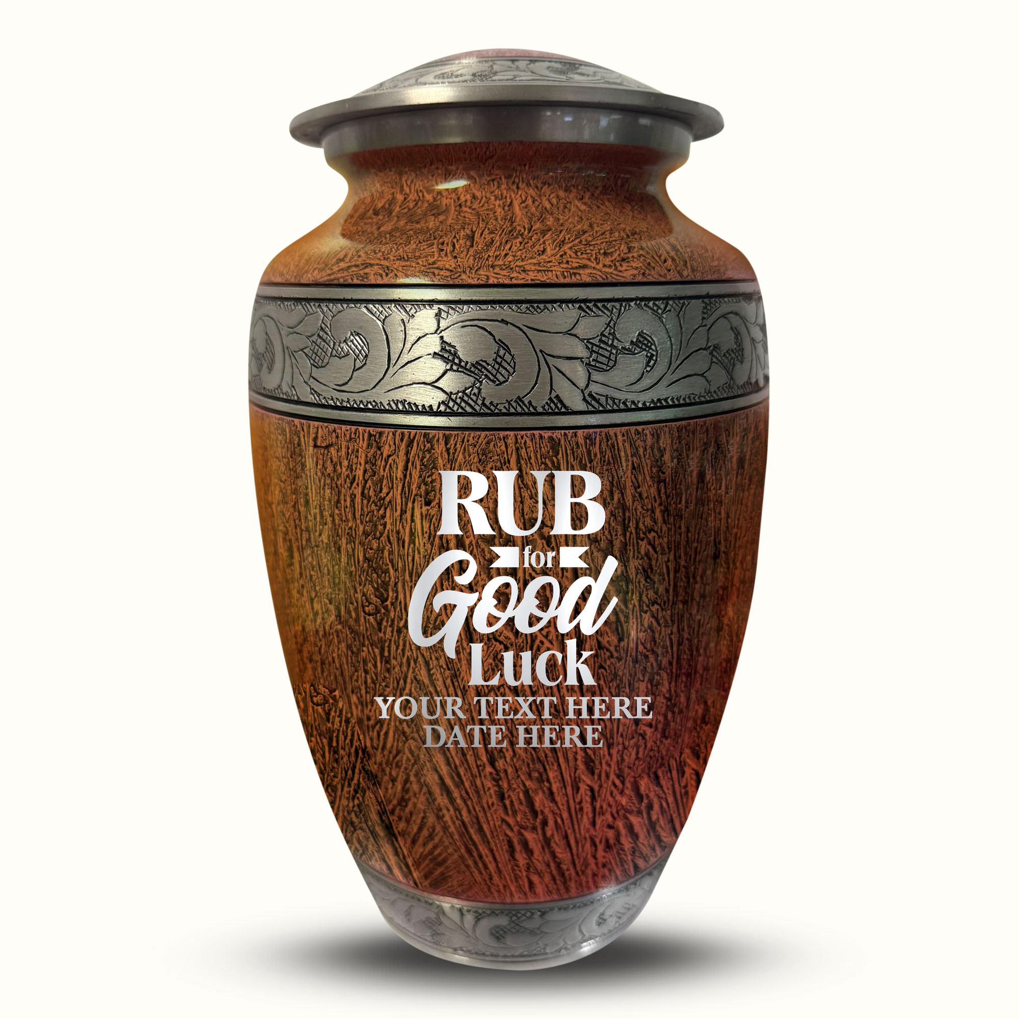 Custom Large Cremation Urn for Human Ashes - Elevate Collection - Just Funny Design - Distressed Finish - 200 Cubic Inch