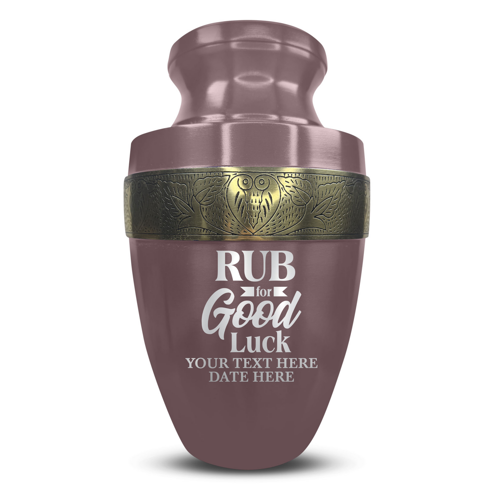 Personalized Adult Human Cremation Urn with Custom Name Date on Gold Rim Container for Ashes and Men or Women Cremains | Elite Just Funny Urn Series | 200 Lbs | Rub For Goodluck