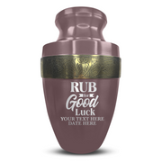 Personalized Adult Human Cremation Urn with Custom Name Date on Gold Rim Container for Ashes and Men or Women Cremains | Elite Just Funny Urn Series | 200 Lbs | Rub For Goodluck