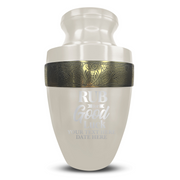 Personalized Adult Human Cremation Urn with Custom Name Date on Gold Rim Container for Ashes and Men or Women Cremains | Elite Just Funny Urn Series | 200 Lbs | Rub For Goodluck