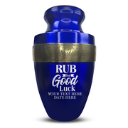 Personalized Adult Human Cremation Urn with Custom Name Date on Gold Rim Container for Ashes and Men or Women Cremains | Elite Just Funny Urn Series | 200 Lbs | Rub For Goodluck