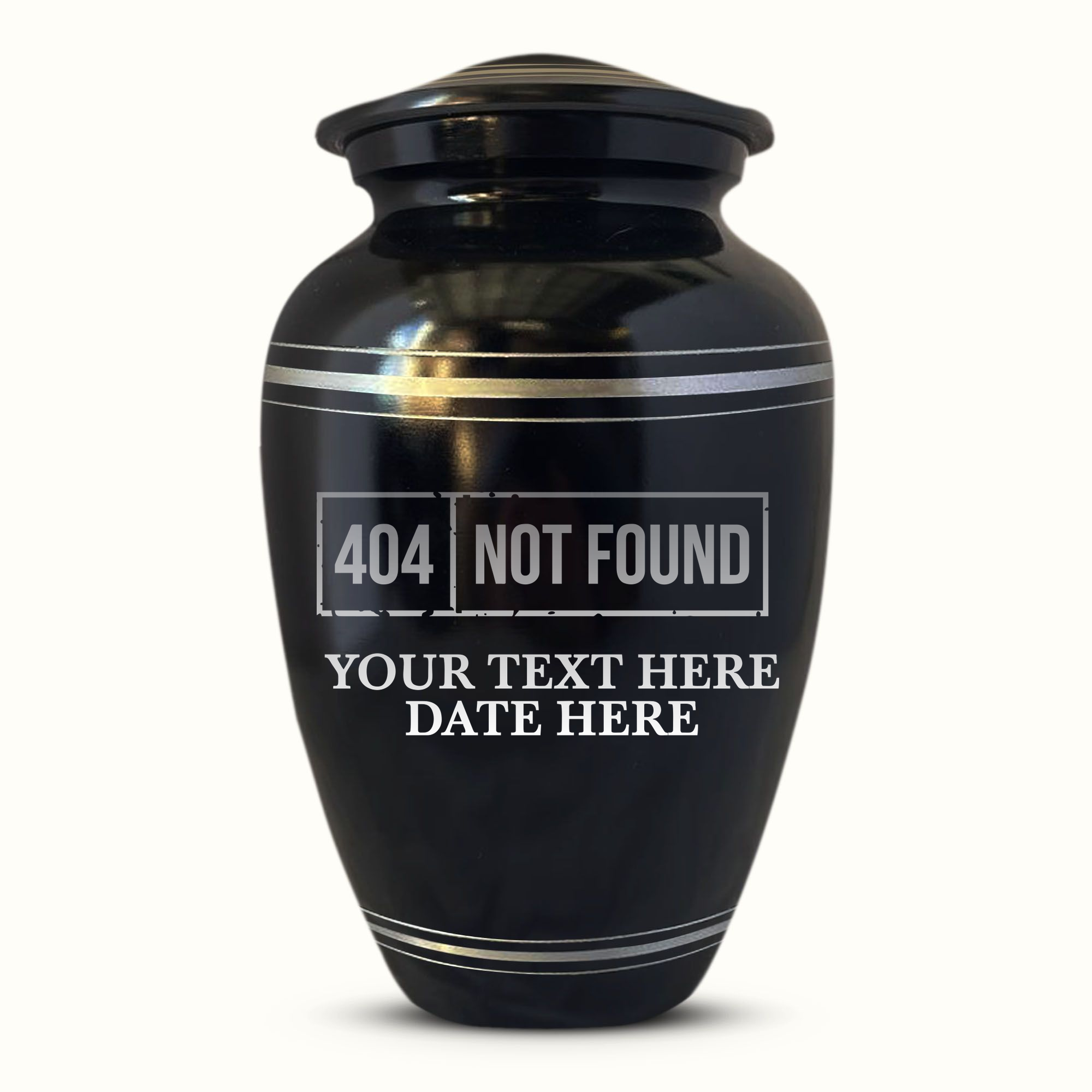 Polished Aluminum with Silver Rim Human Cremation Urn - 200 Cubic Inch | Tech Humor