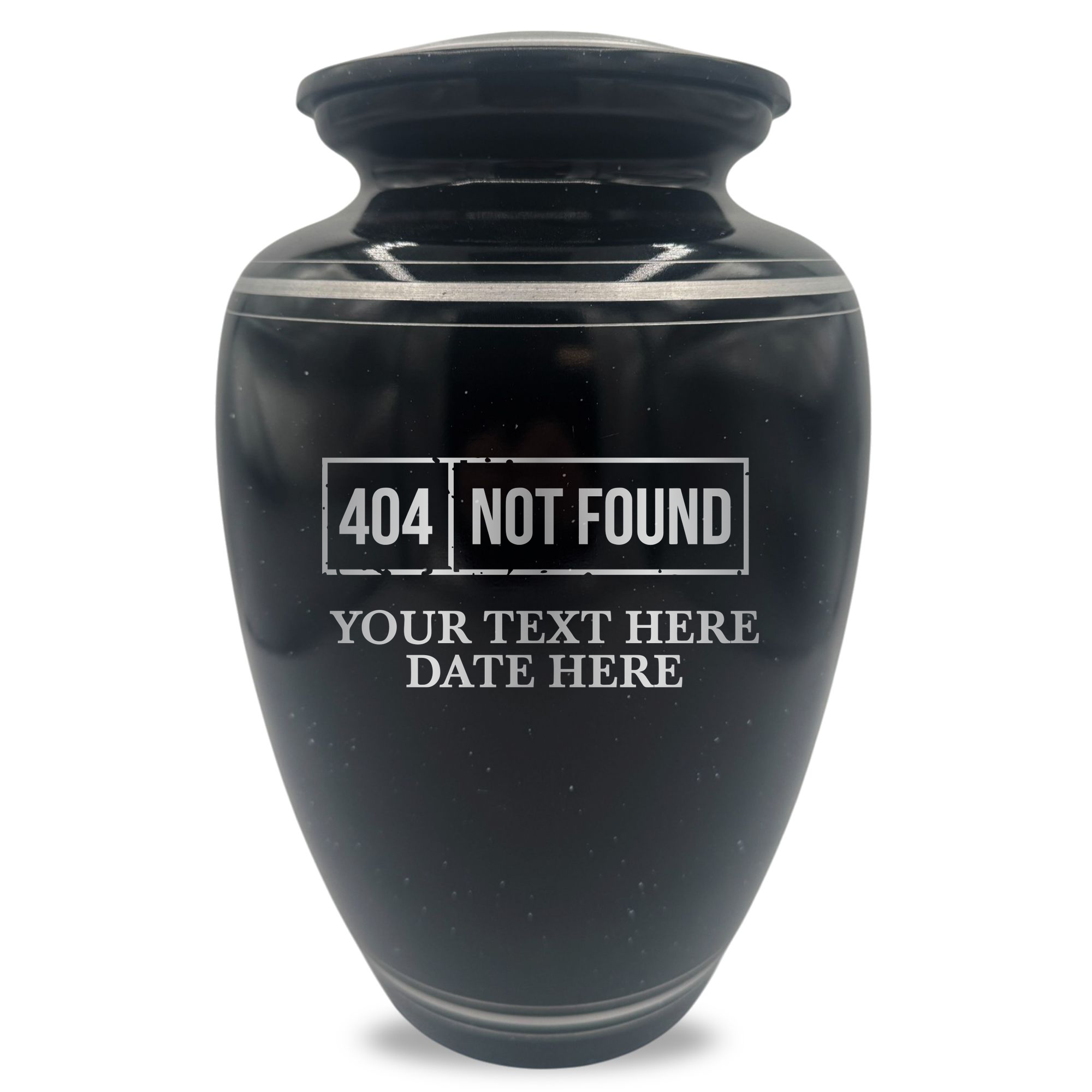 Extra Large Human Cremation Urn - 350 Cubic Inch - Black Spotted Finish with Silver Rim | Tech Humor