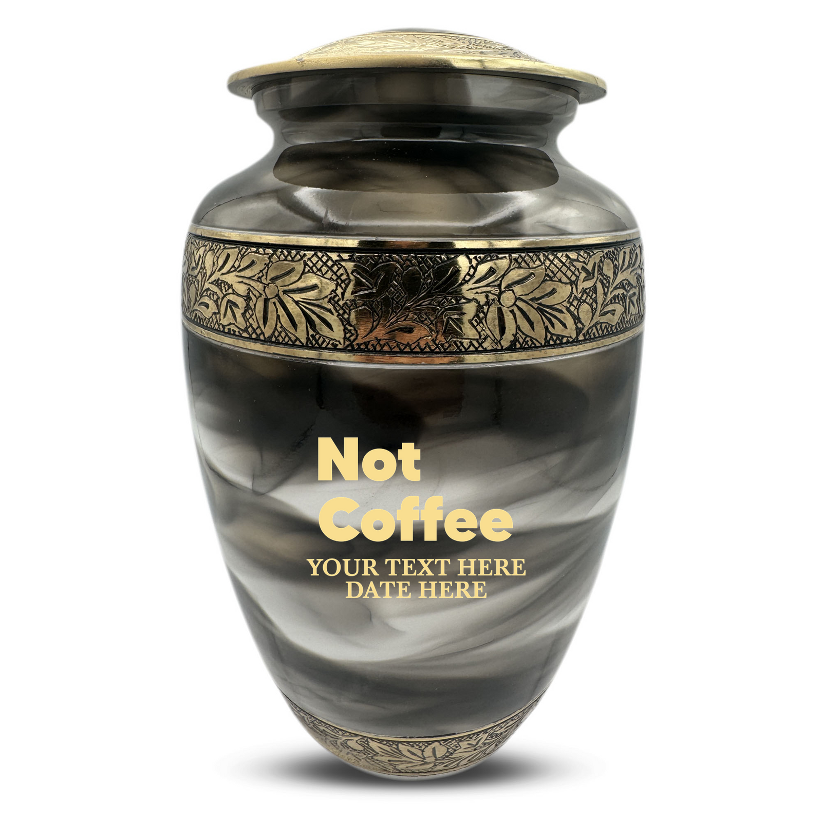 Custom Aluminum Human Urns - Suzesta Pearl White Memorial Urn - Just Funny Urn Design - 200 Cubic Inch