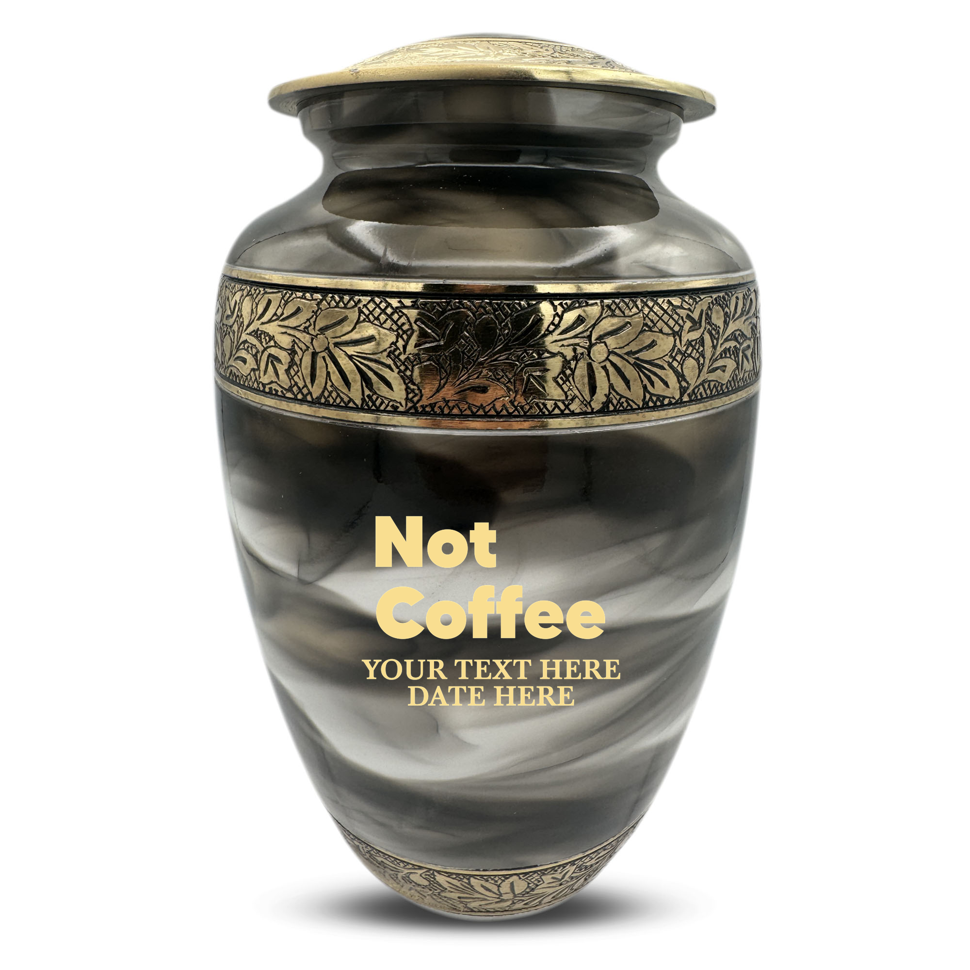 Custom Aluminum Cremation Urn for Human Ashes - Suzesta Pearl White Memorial Urn - Just Funny Urn Design - 200 Cubic Inch