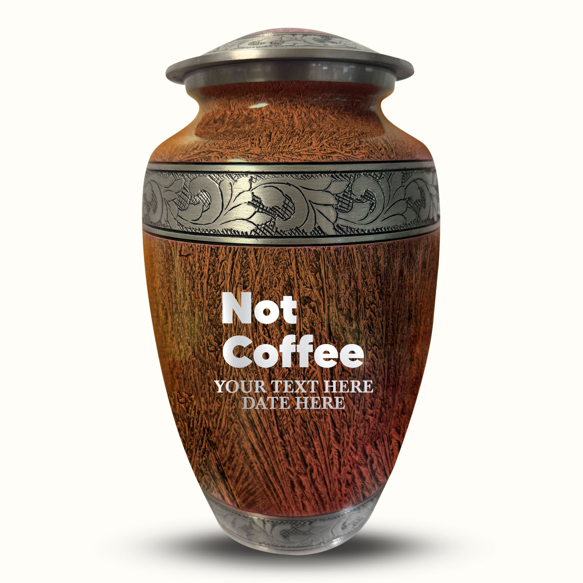 Custom Large Cremation Urn for Human Ashes - Elevate Collection - Just Funny Design - Distressed Finish - 200 Cubic Inch