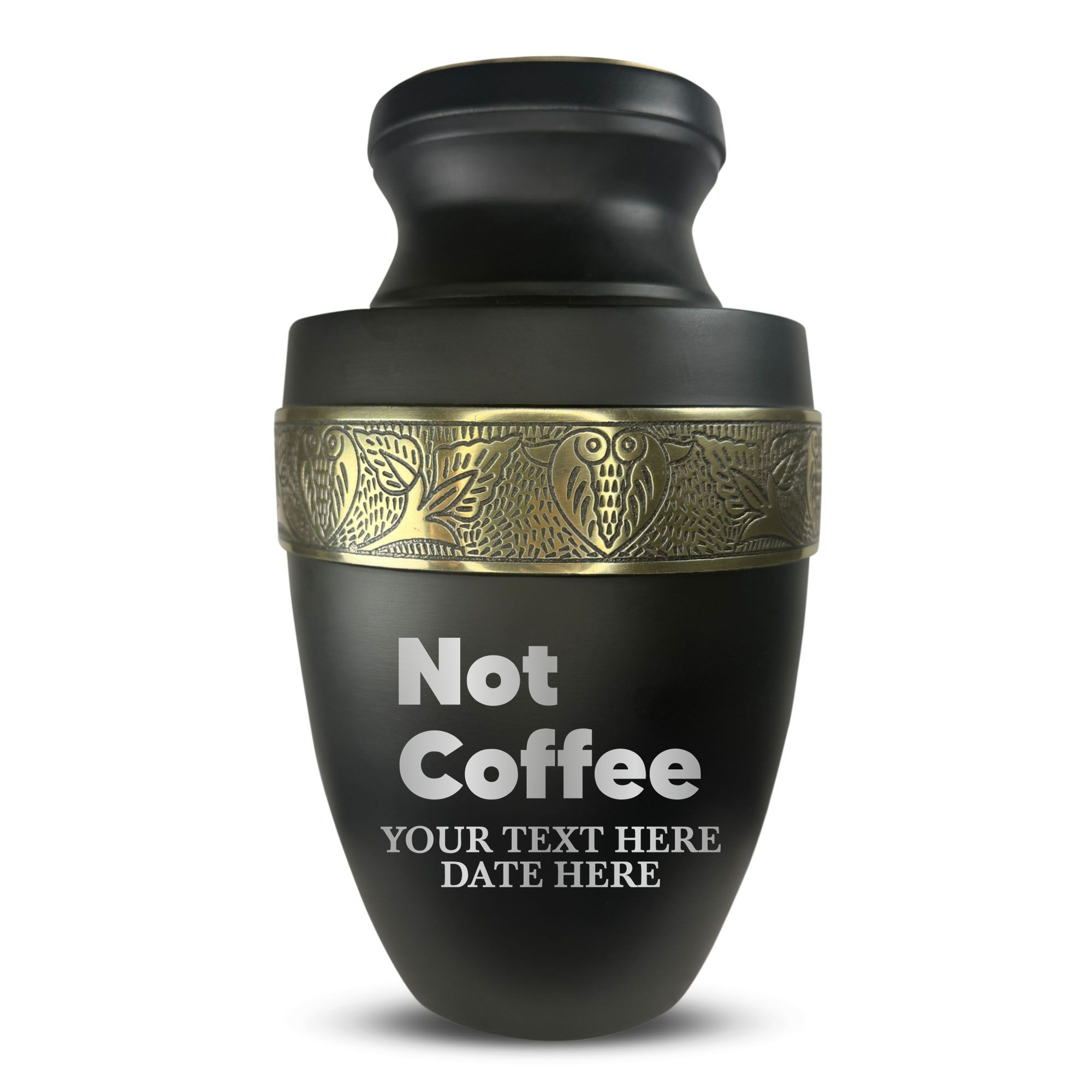 Elite Human Cremation Urn - 200 Cubic Inch - Aluminum with Gold Inlay | Just Funny Memorial
