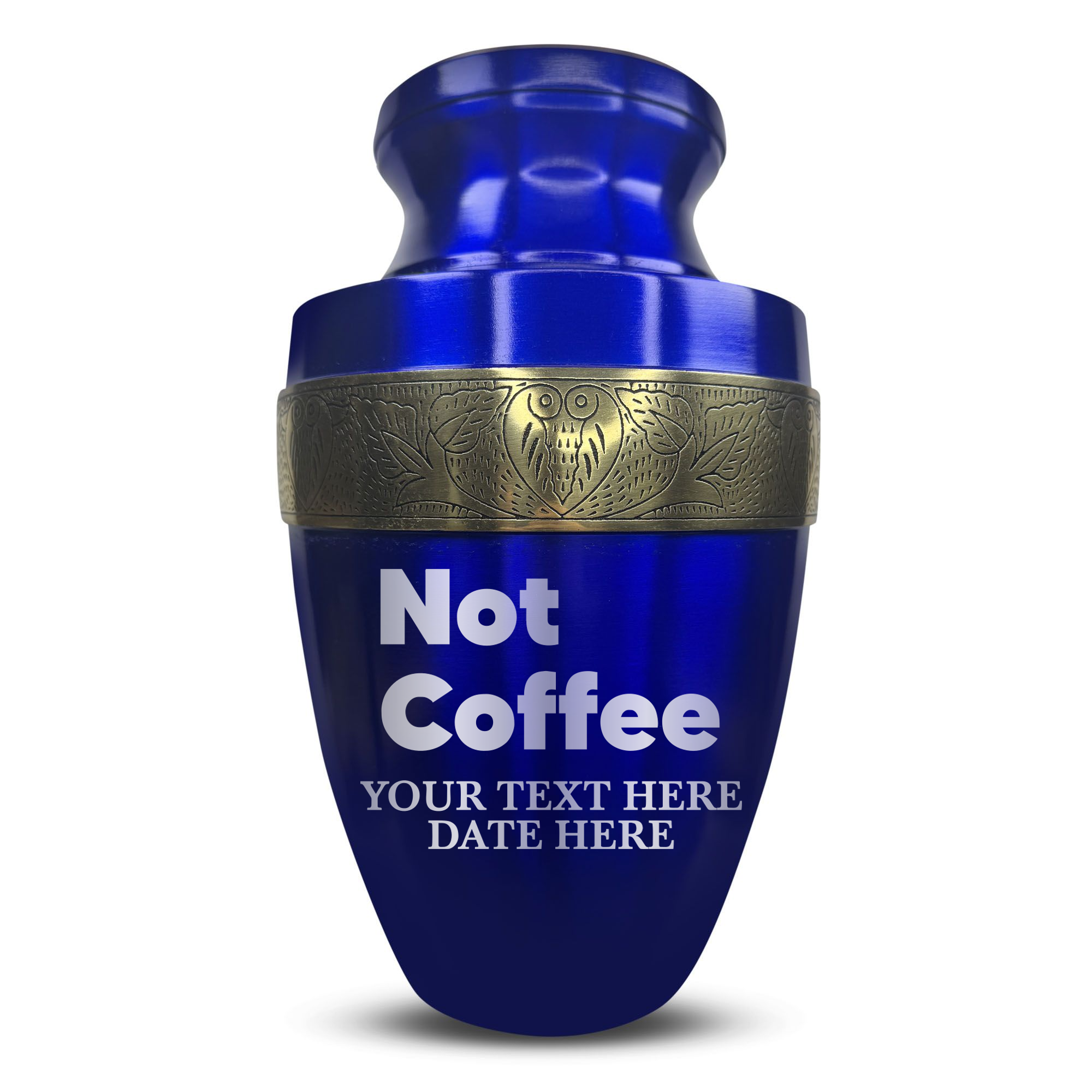 Elite Human Cremation Urn - 200 Cubic Inch - Aluminum with Gold Inlay | Just Funny Memorial