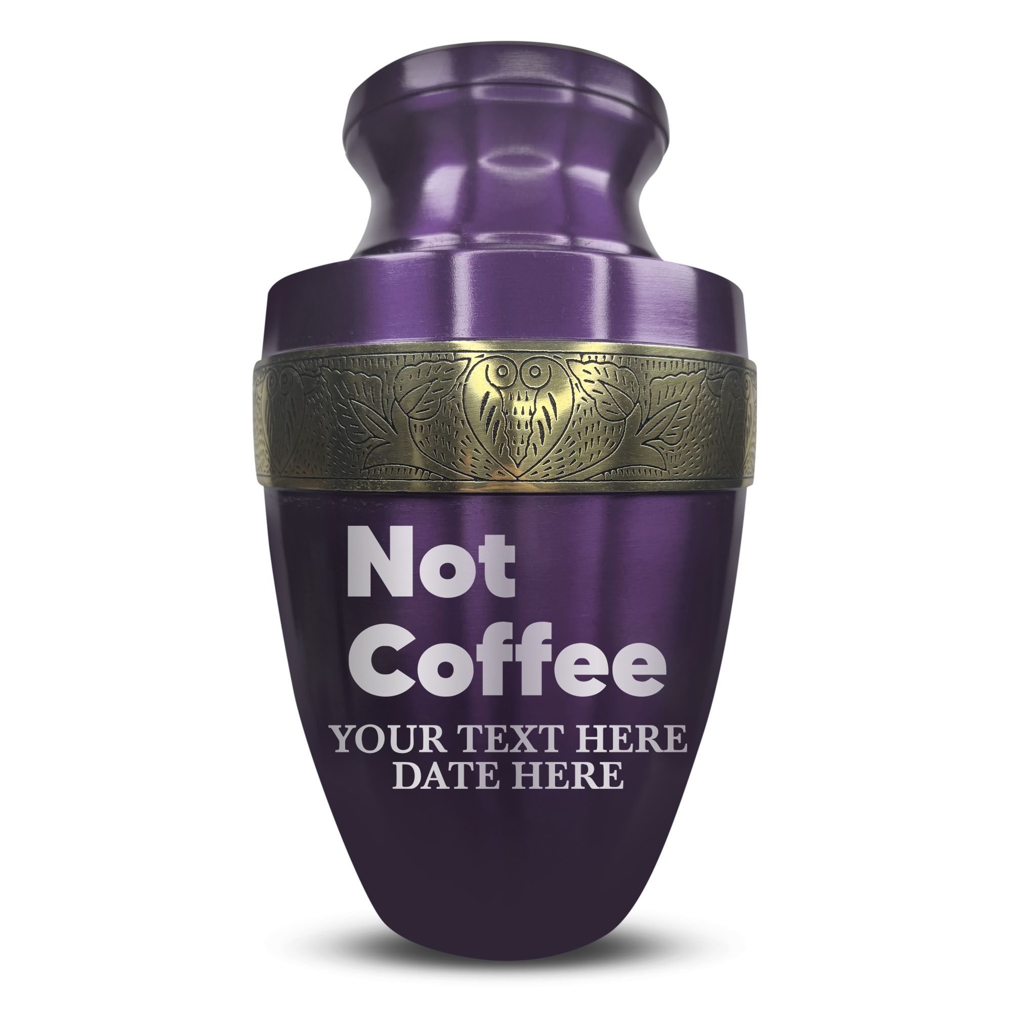 Elite Human Cremation Urn - 200 Cubic Inch - Aluminum with Gold Inlay | Just Funny Memorial