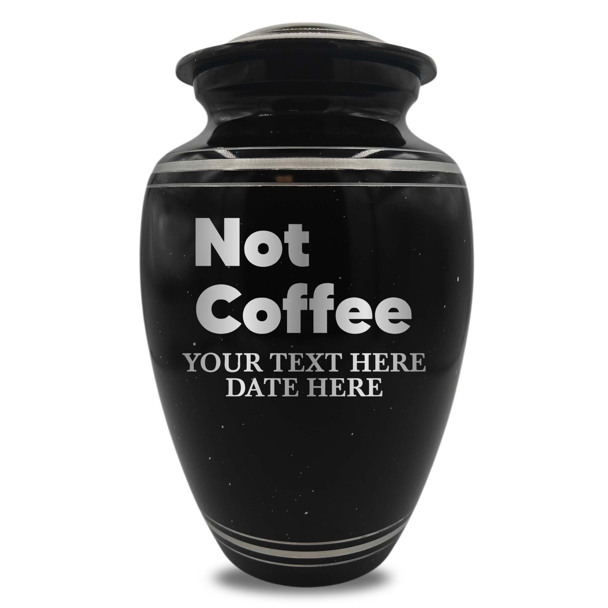 Spotted Black Aluminum with Silver Rim Human Cremation Urn - 200 Cubic Inch | Just Funny Memorial