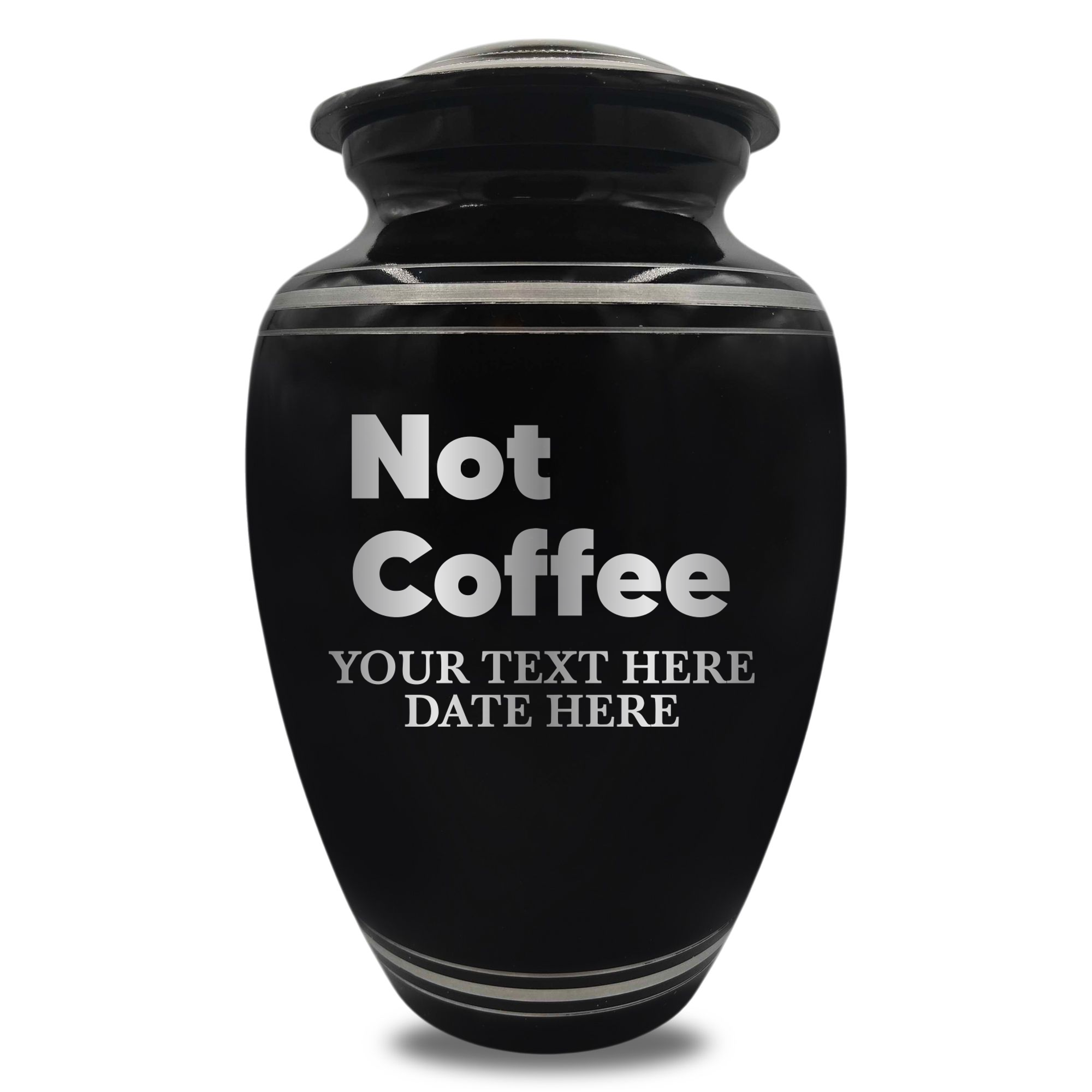 Polished Aluminum with Silver Rim Human Cremation Urn - 200 Cubic Inch | Just Funny Memorial