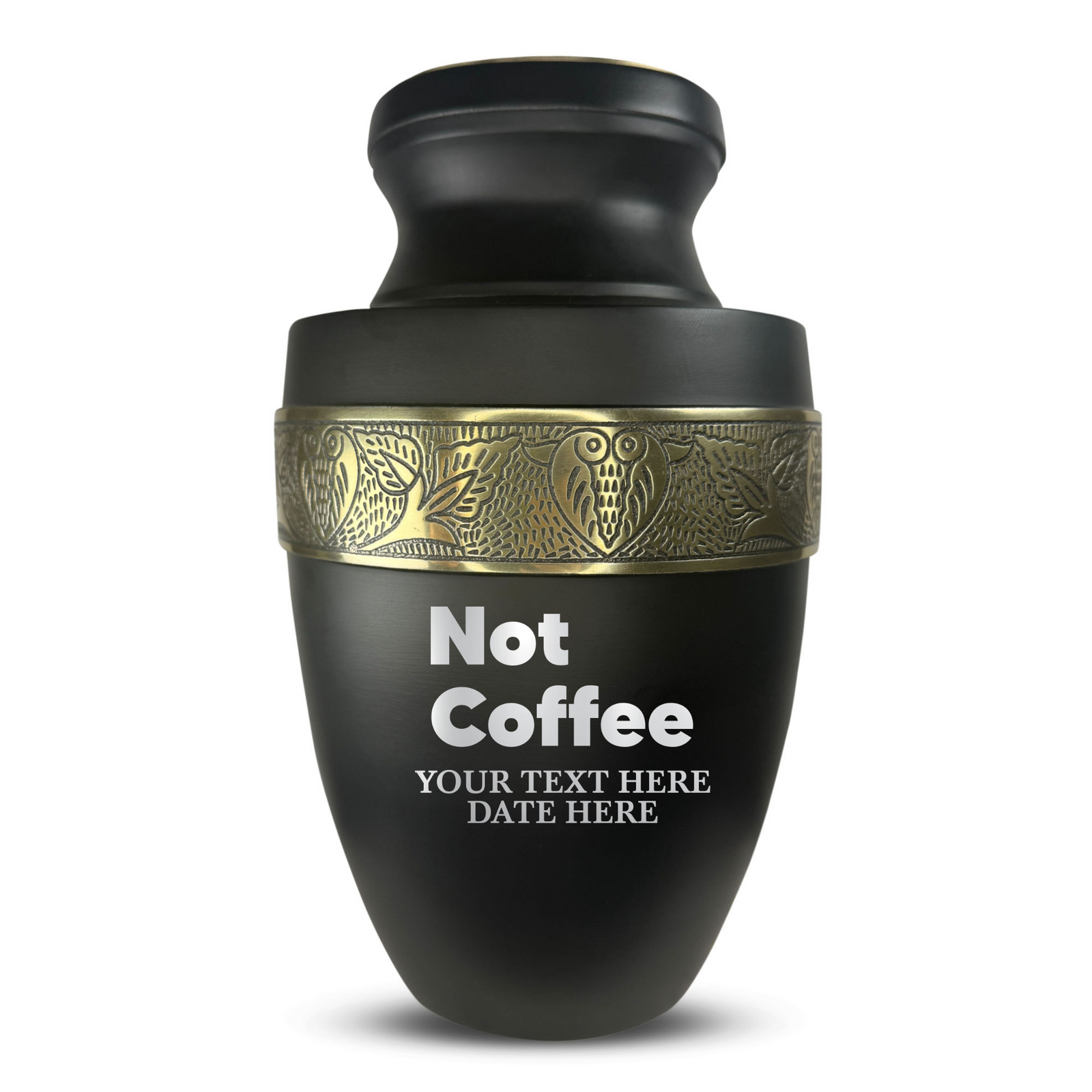 Personalized Adult Human Cremation Urn with Custom Name Date on Gold Rim Container for Ashes and Men or Women Cremains | Elite Just Funny Urn Series | 200 Lbs | Not Coffee