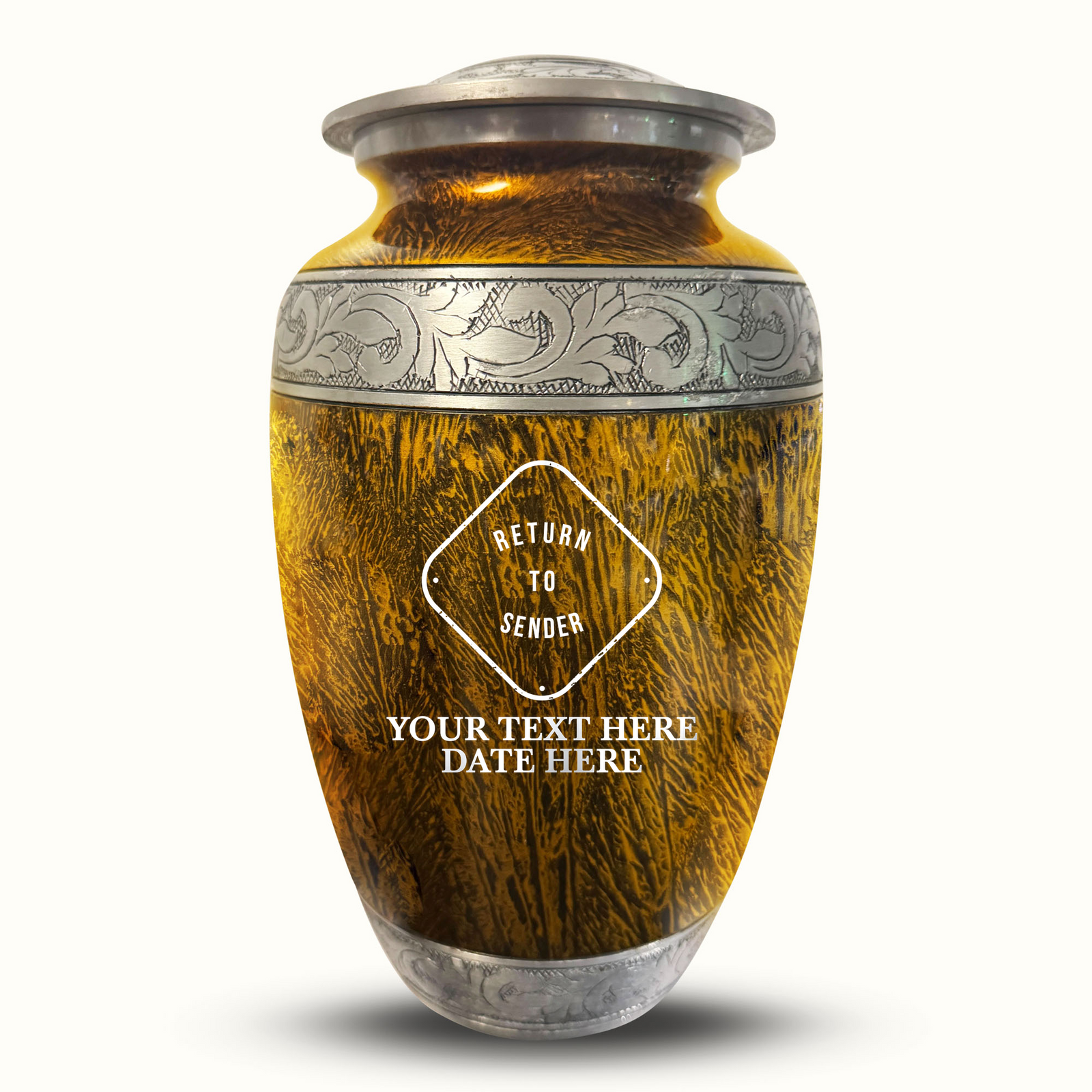 Custom Aluminum Human Urn - Elevate Collection - Funny Office Design - Distressed Finish - 200 Cubic Inch