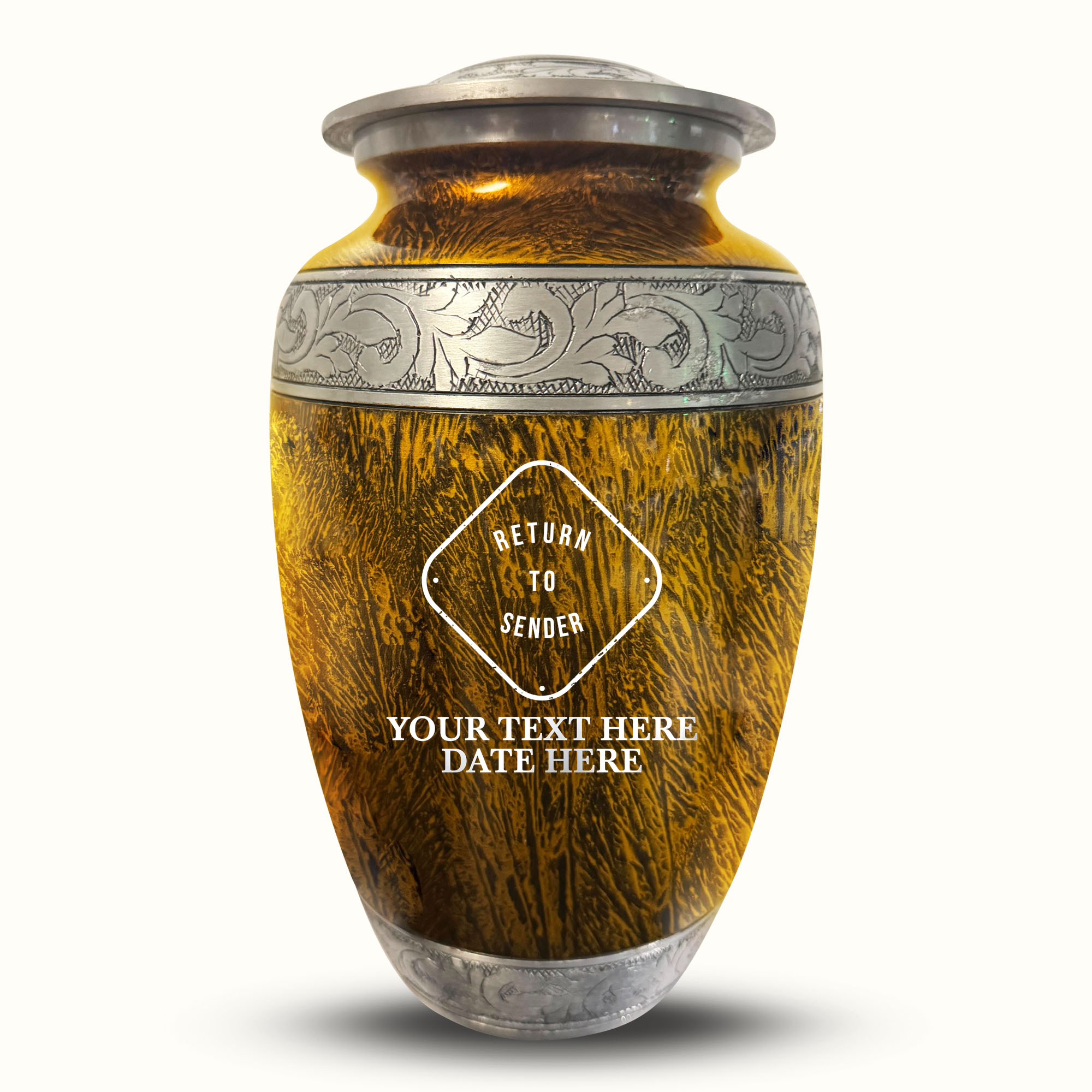Custom Large Cremation Urn for Human Ashes - Elevate Collection - Funny Office Design - Distressed Finish - 200 Cubic Inch