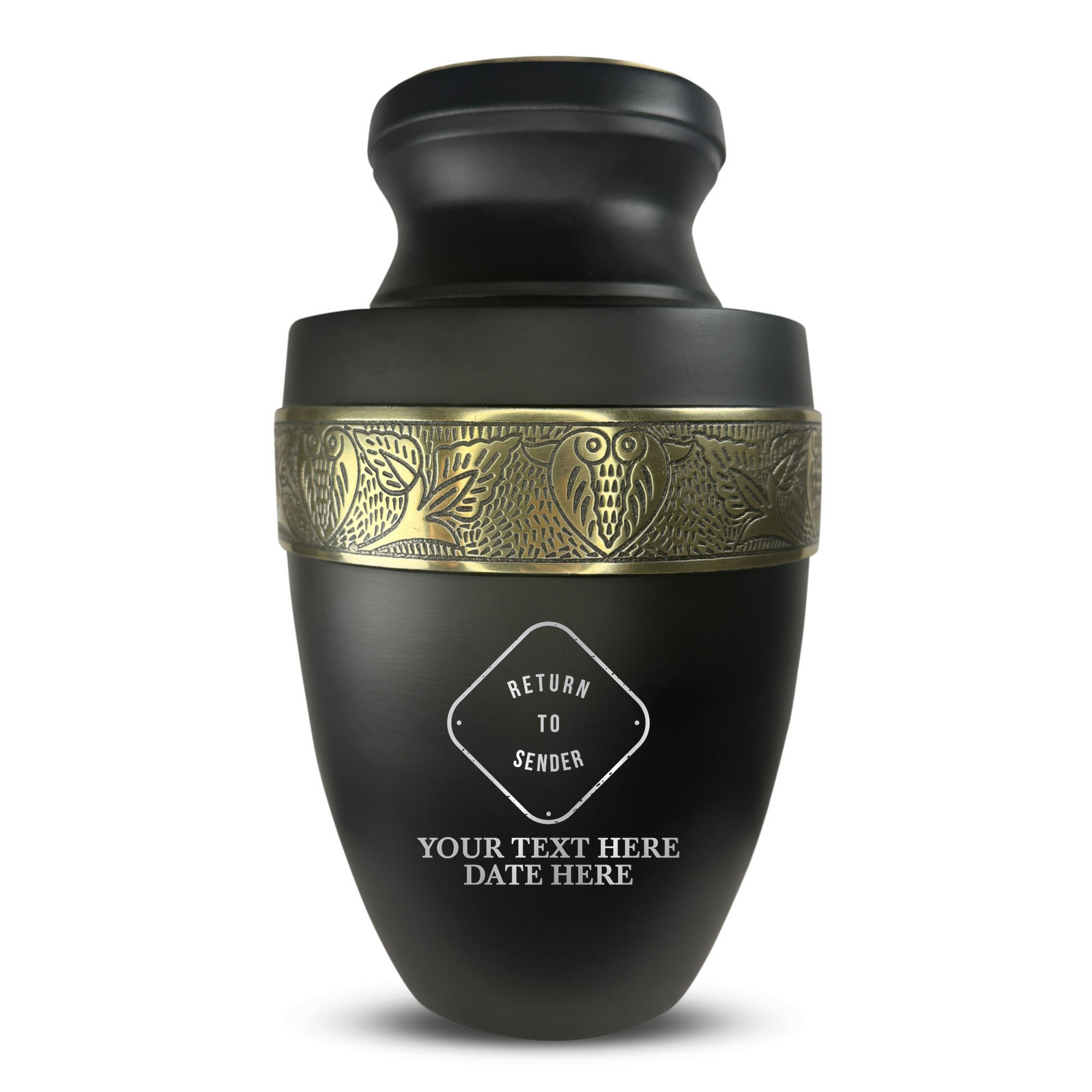 Custom Aluminum Human Urn - Funny Office Design - Elite Collection with Gold Inlay - 200 Cubic Inch
