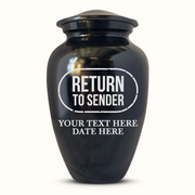 Polished Black Aluminum Human Cremation Urn - 200 Cubic Inch | Office Humor