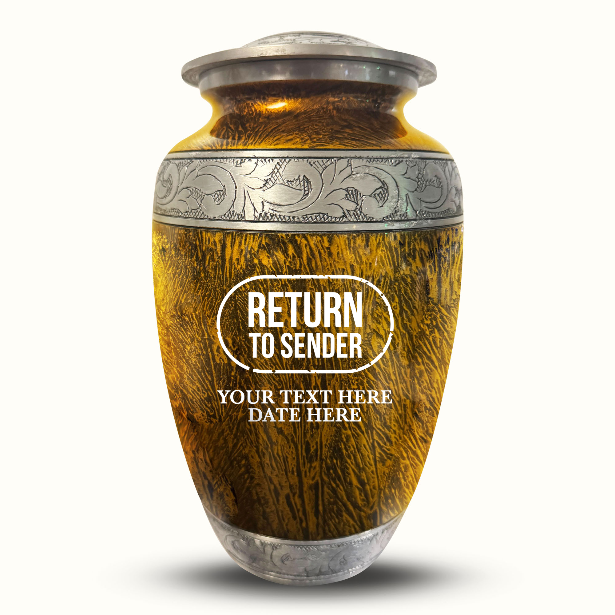 Custom Large Cremation Urn for Human Ashes - Elevate Collection - Funny Office Design - Distressed Finish - 200 Cubic Inch