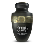 Elite Human Cremation Urn – 200 Cubic Inch – Aluminum with Gold Inlay | Office Humor