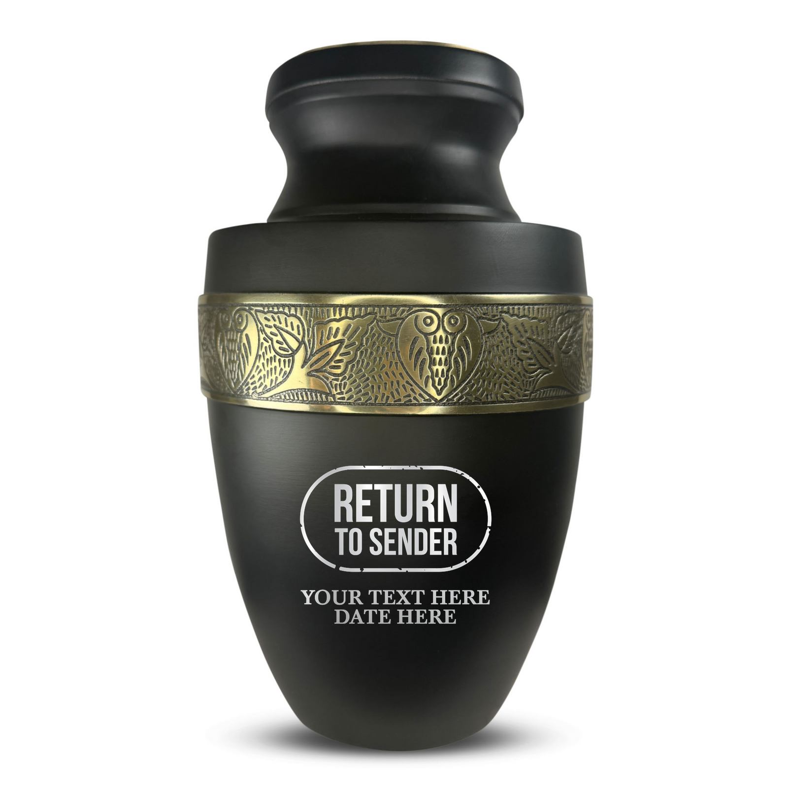 Custom Aluminum Human Urn - Funny Office Design - Elite Collection with Gold Inlay - 200 Cubic Inch