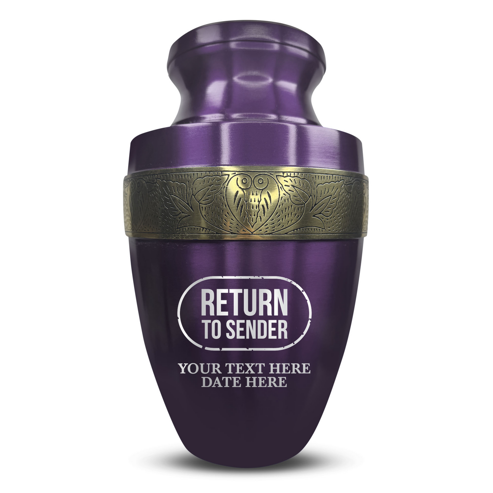 Custom Aluminum Human Urn - Funny Office Design - Elite Collection with Gold Inlay - 200 Cubic Inch