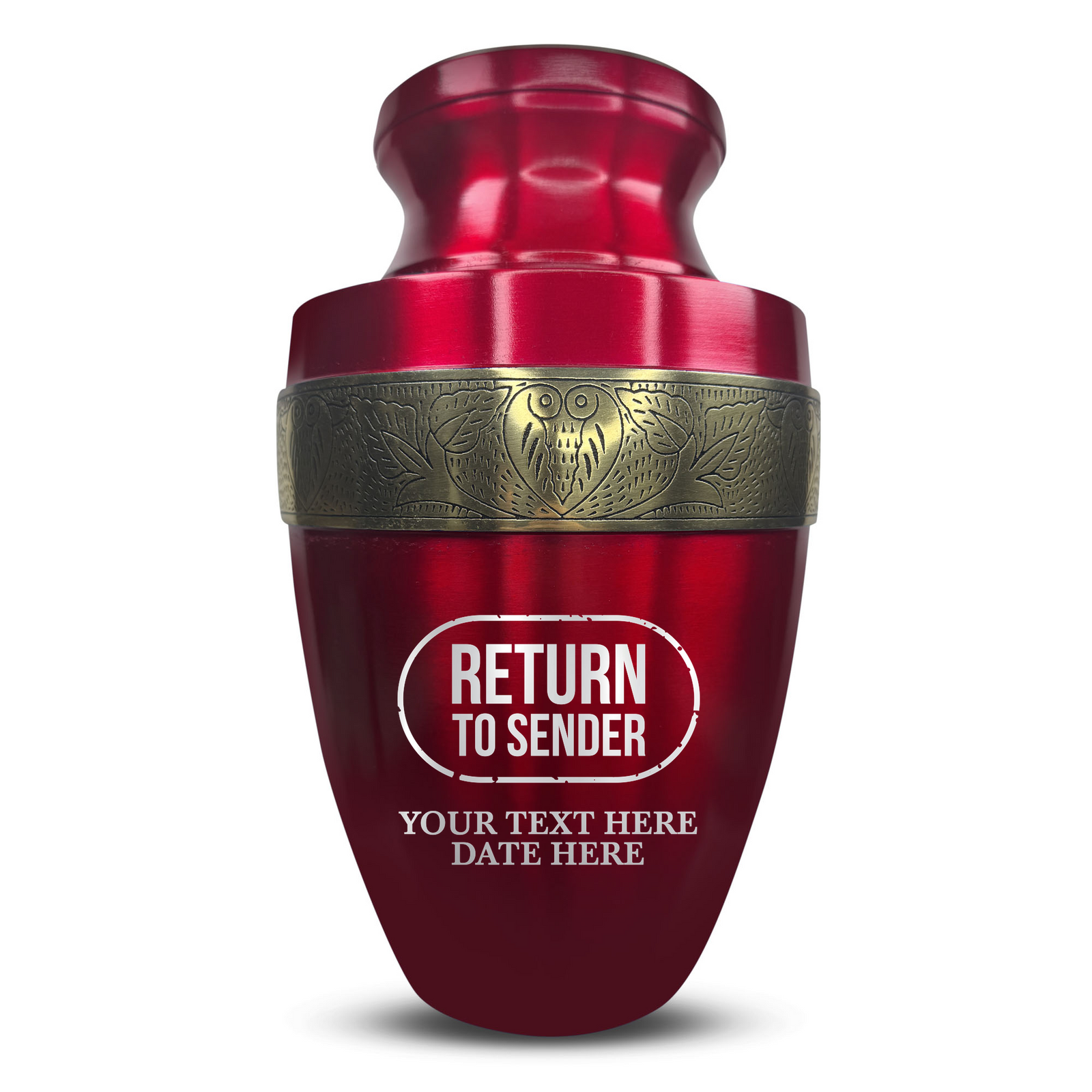 Custom Aluminum Human Urn - Funny Office Design - Elite Collection with Gold Inlay - 200 Cubic Inch