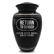 Spotted Black Aluminum with Silver Rim Human Cremation Urn - 200 Cubic Inch | Office Humor
