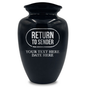 Polished Extra Large Human Cremation Urn 350 Cubic Inch - Engraved Aluminum | Office Humor