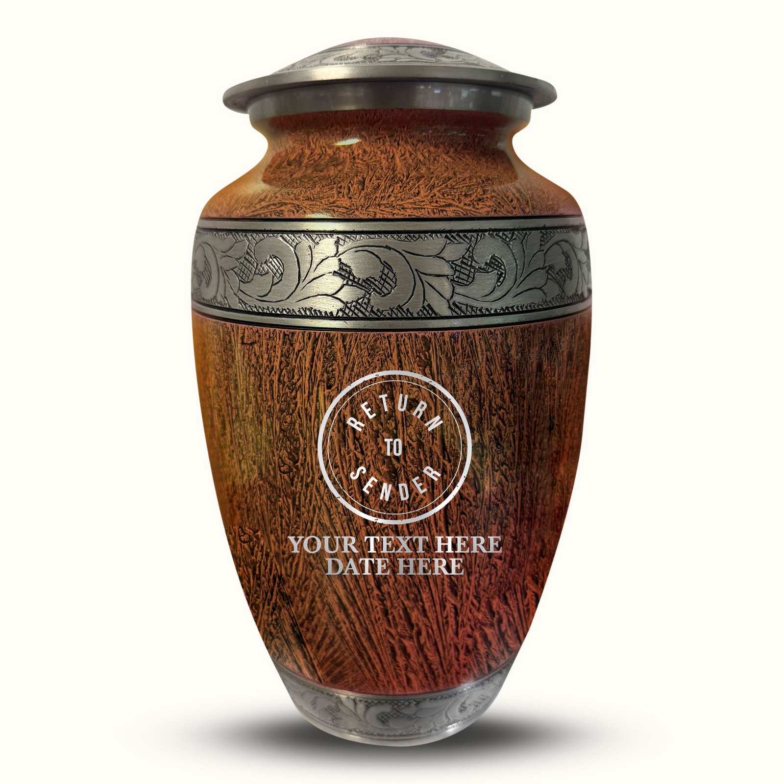 Custom Aluminum Human Urn - Elevate Collection - Funny Office Design - Distressed Finish - 200 Cubic Inch