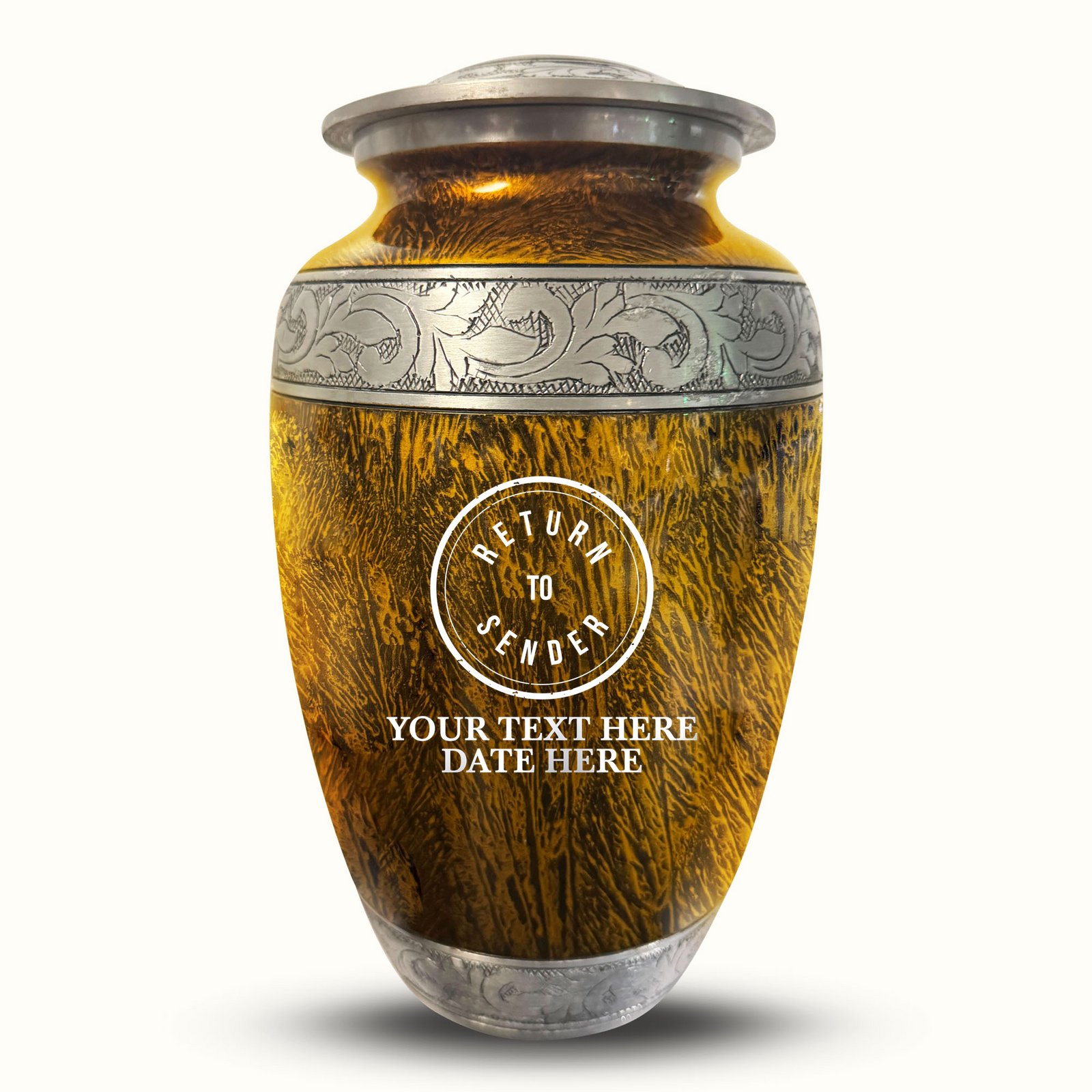 Custom Aluminum Human Urn - Elevate Collection - Funny Office Design - Distressed Finish - 200 Cubic Inch