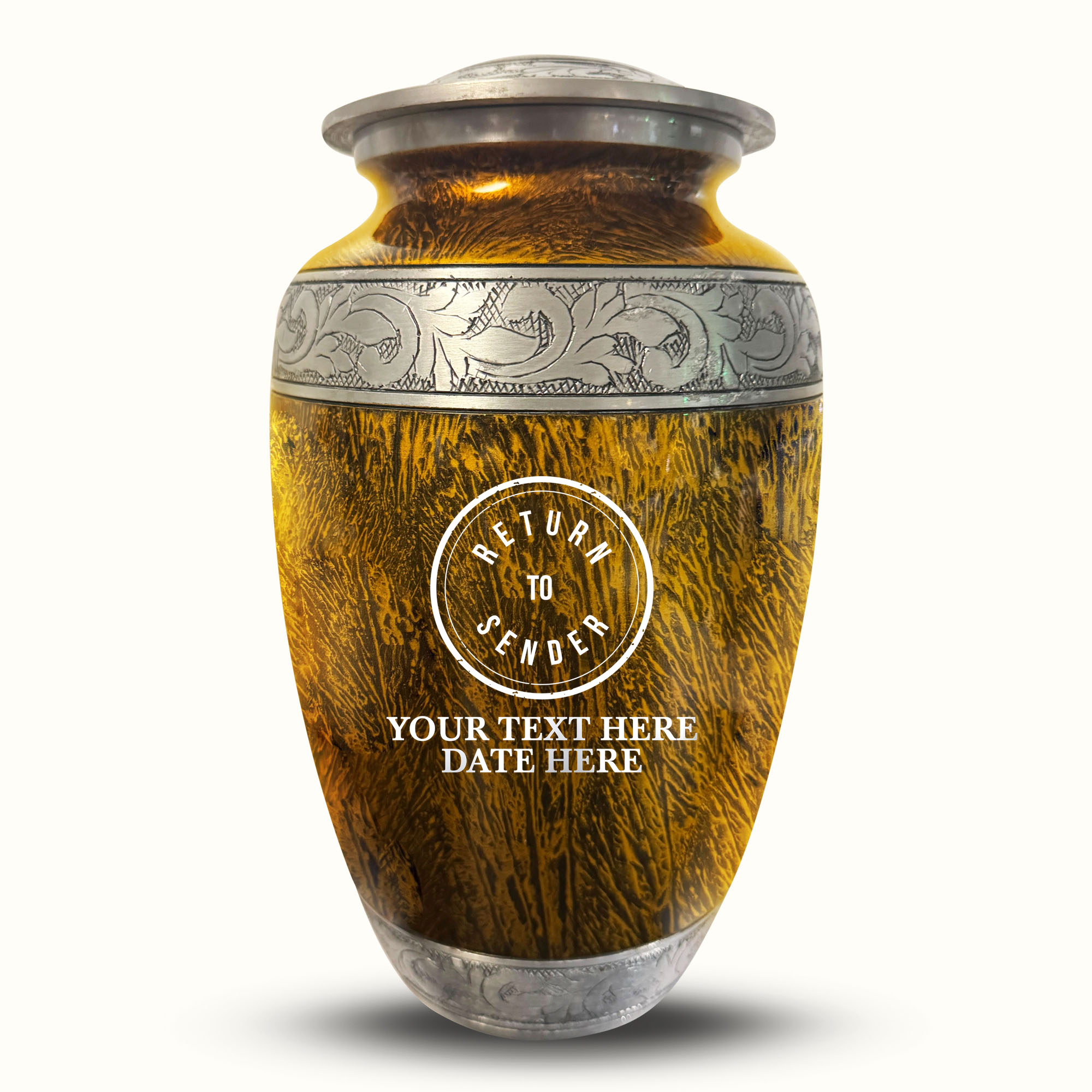 Custom Large Cremation Urn for Human Ashes - Elevate Collection - Funny Office Design - Distressed Finish - 200 Cubic Inch