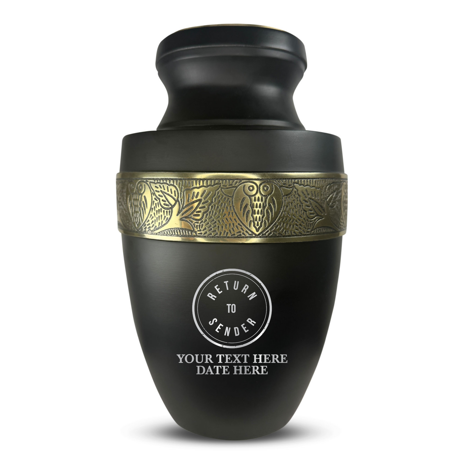 Custom Aluminum Human Urn - Funny Office Design - Elite Collection with Gold Inlay - 200 Cubic Inch