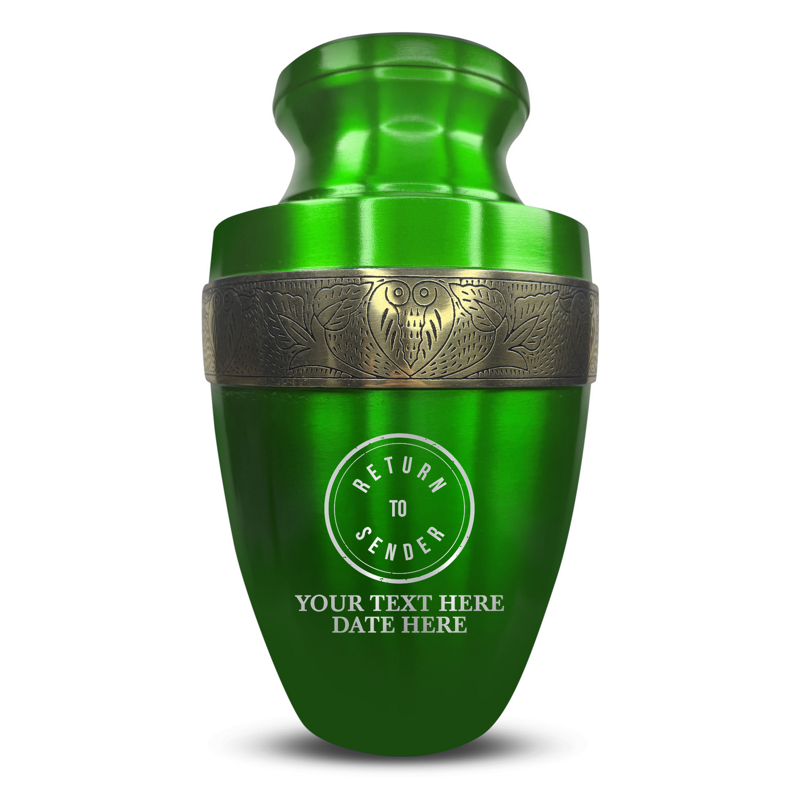 Custom Aluminum Human Urn - Funny Office Design - Elite Collection with Gold Inlay - 200 Cubic Inch