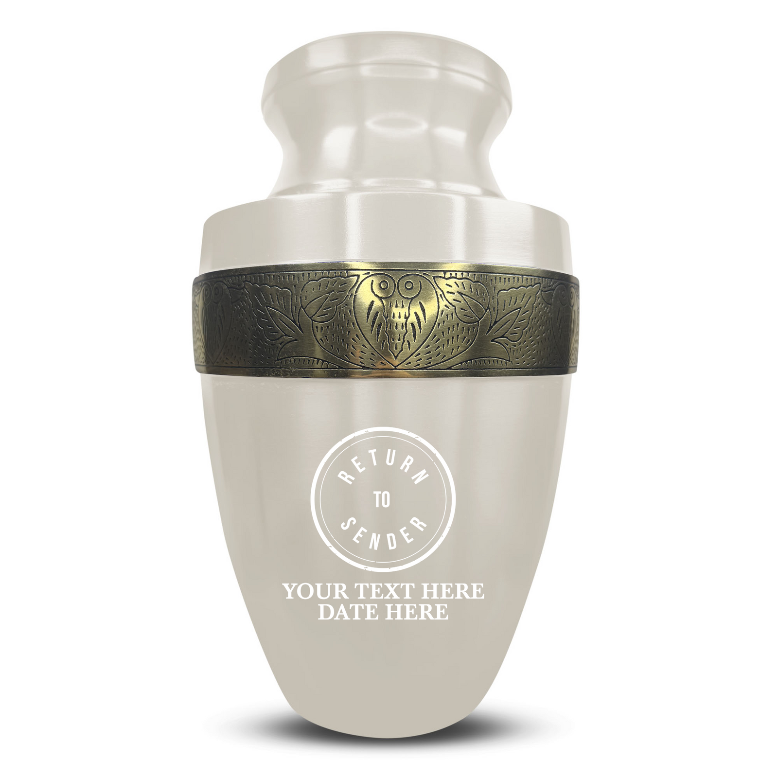 Custom Aluminum Human Urn - Funny Office Design - Elite Collection with Gold Inlay - 200 Cubic Inch