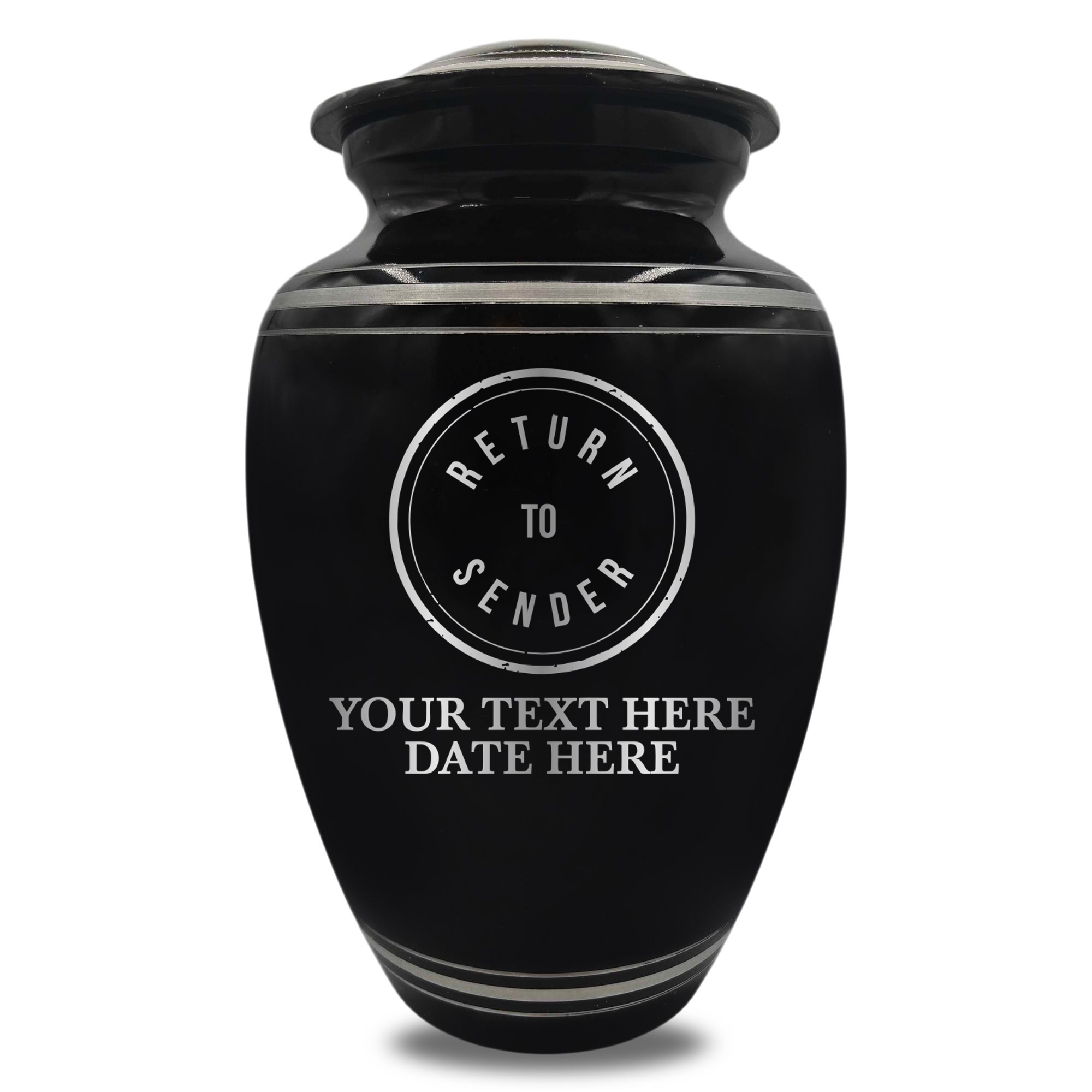 Polished Aluminum with Silver Rim Human Cremation Urn - 200 Cubic Inch | Office Humor