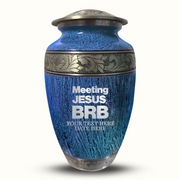 Custom Aluminum Human Urn - Elevate Collection - Funny Religious Design - Distressed Finish - 200 Cubic Inch