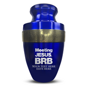 Custom Aluminum Human Urn - Funny Religious Design - Elite Collection with Gold Inlay - 200 Cubic Inch