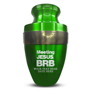 Custom Aluminum Human Urn - Funny Religious Design - Elite Collection with Gold Inlay - 200 Cubic Inch